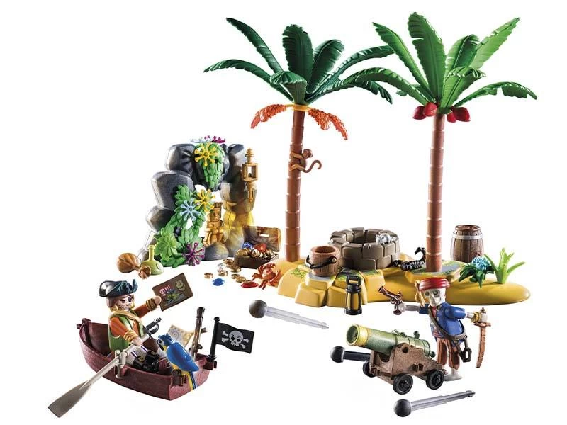 PLAYMOBIL Pirates 70962 Pirate Treasure Island With Rowboat