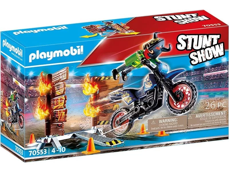 PLAYMOBIL Stunshow 70553 Stunt Show Motocross With Fiery Wall - Image 2