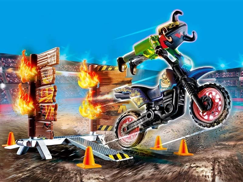 PLAYMOBIL Stunshow 70553 Stunt Show Motocross With Fiery Wall - Image 3