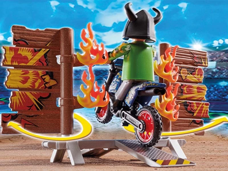 PLAYMOBIL Stunshow 70553 Stunt Show Motocross With Fiery Wall - Image 4