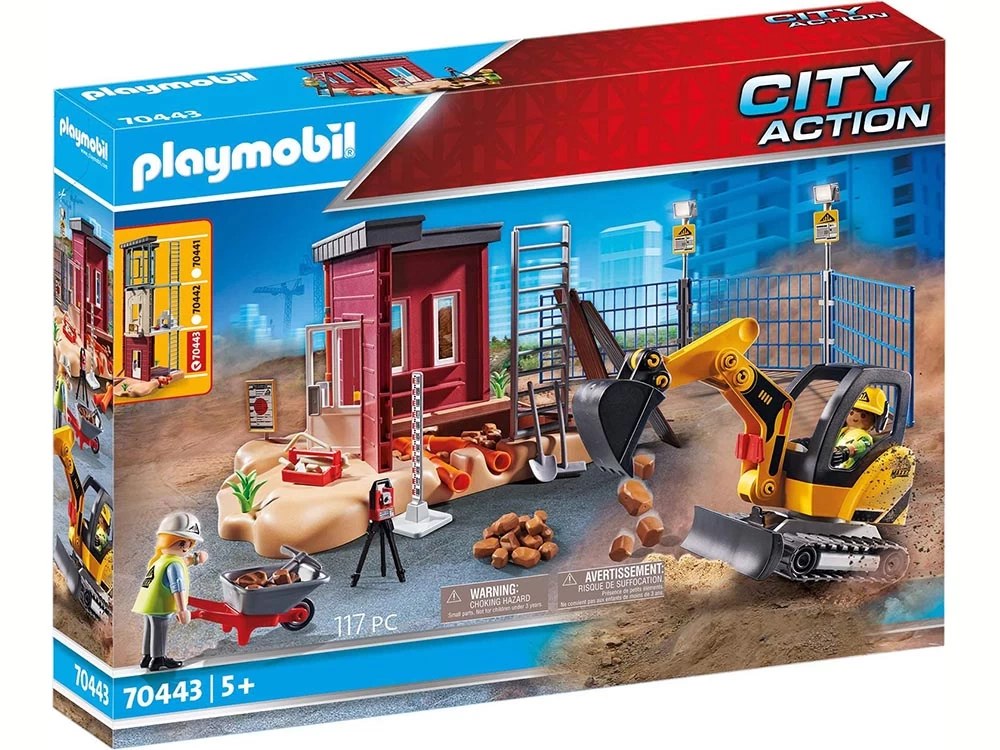 PLAYMOBIL CITY ACTION 70443 Mini Excavator With Building Section - Image 2