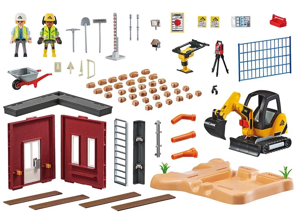 PLAYMOBIL CITY ACTION 70443 Mini Excavator With Building Section - Image 3