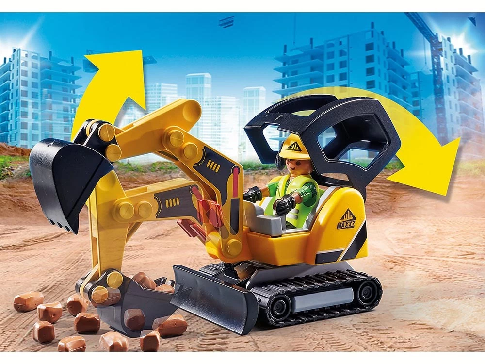 PLAYMOBIL CITY ACTION 70443 Mini Excavator With Building Section - Image 5