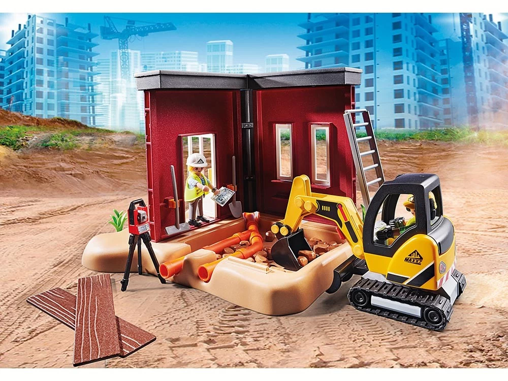 PLAYMOBIL CITY ACTION 70443 Mini Excavator With Building Section - Image 6